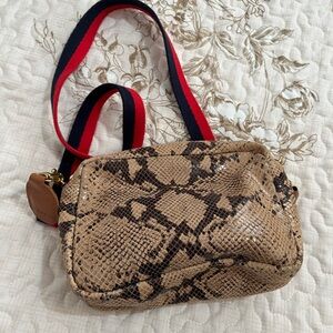 Stylish Tan Snake Print Crossbody Bag